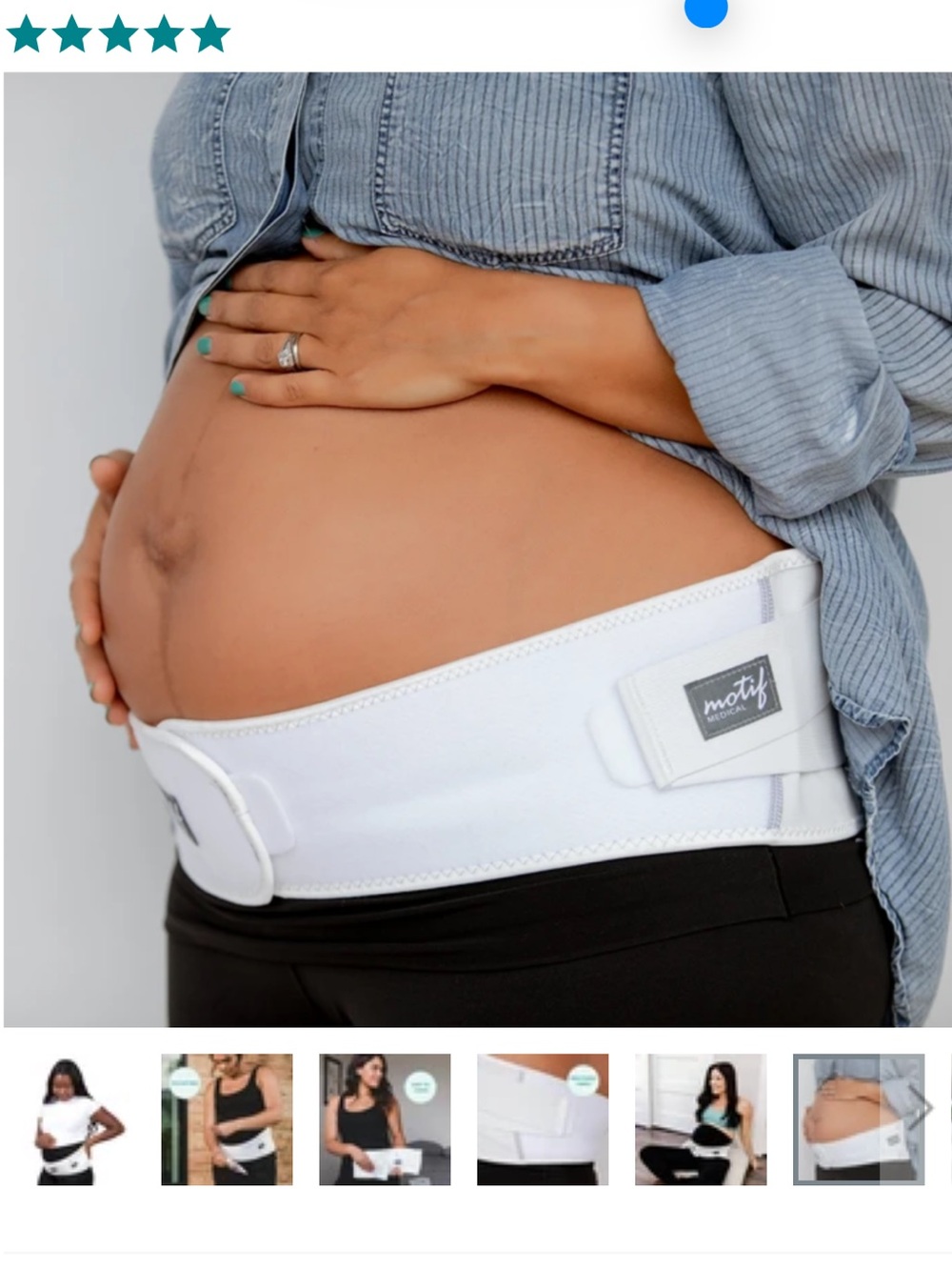 Motif Maternity White Support Belt - Pregnancy Belly Band Back Brace - Small